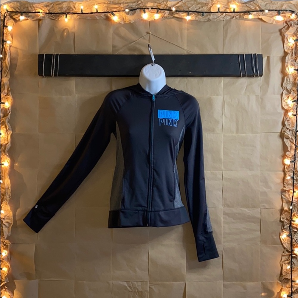 Pink Brand DriFit Zip Up in Grey with Blue